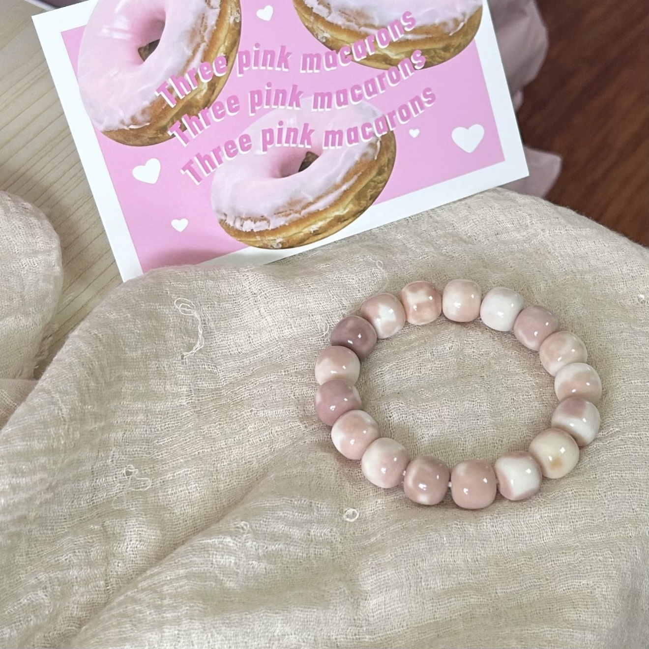 Thumbnail of Decorative Bodhi beads bracelet pink